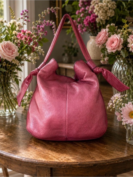 Frye Handbags - Frye Rose Pink Leather Knot-Handle Shoulder Bag